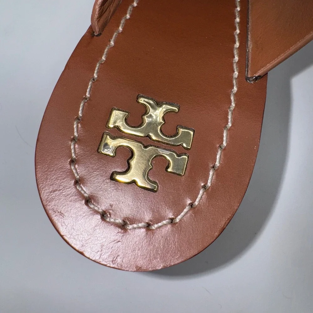 Tory Burch Heels Silver‎ Metallic Montrose Stacked Block Heel Slide Sandals 9.5
